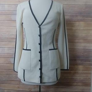 COPY - St. John white button down cardigan Black Trim 6